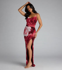 Stop and Stun Floral Slit Maxi Dress