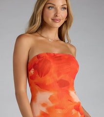 Muse Mode Abstract Print Midi Tube Dress