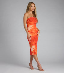 Muse Mode Abstract Print Midi Tube Dress