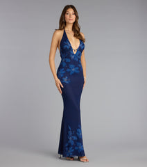 Romantic Drama Floral Rhinestone Maxi Dress