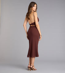 Untamed Elegance Chiffon Low Back Midi Dress