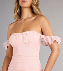 Ruffle Ready Off-The-Shoulder Mini Dress