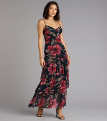 Blush Hour Floral Ruffle Maxi Dress