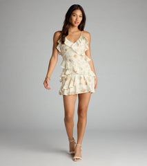 Floral Darling Chiffon Ruffle Mini Dress