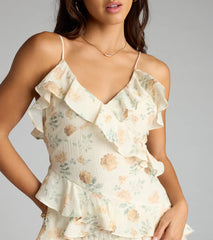 Floral Darling Chiffon Ruffle Mini Dress