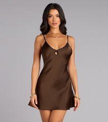 Subtle Drama Satin A-Line Mini Dress