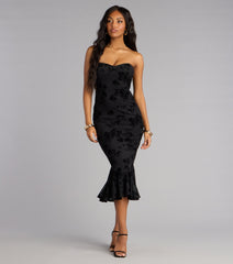 Enchanted Noir Lace Up Midi Dress