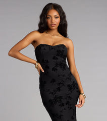 Enchanted Noir Lace Up Midi Dress