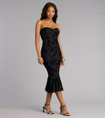 Enchanted Noir Lace Up Midi Dress