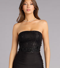 Night Garden Strapless Mini Dress