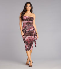 Love Me Wild Leopard Floral Midi Dress