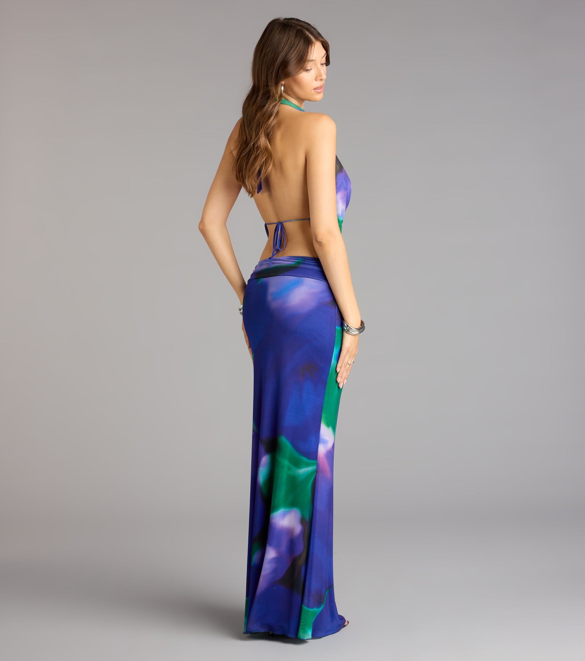 Artful Drama Floral Open Back Maxi Dress
