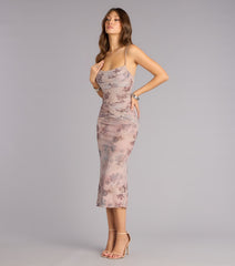 Sweetly Sculpted Floral Mesh Midi Dress