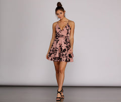 Flocked Floral Skater Dress