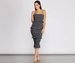 Sweet & Smocked Ditsy Ruffle Midi Dress