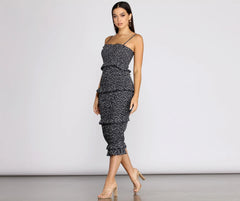 Sweet & Smocked Ditsy Ruffle Midi Dress