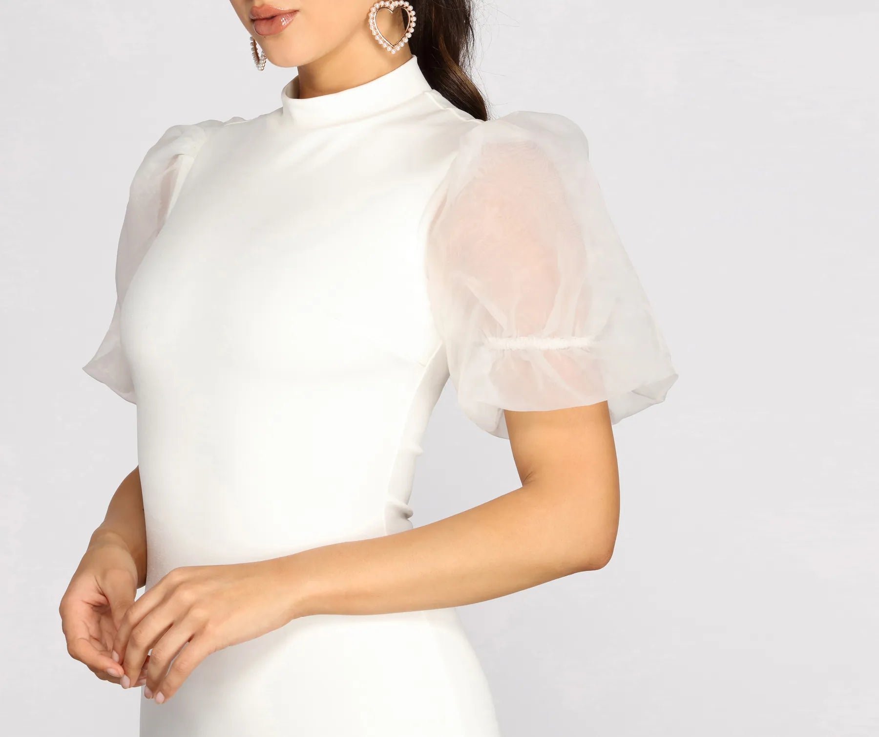 Organza Puff Sleeve Mini Dress