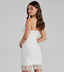 Dainty Lace Ruched Mesh Mini Dress