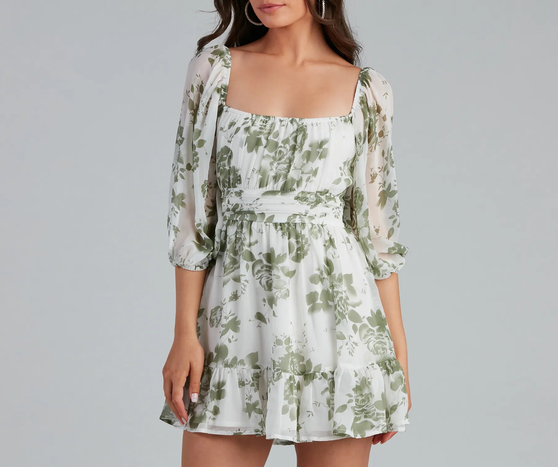Sunday Girl Floral Chiffon Skater Dress