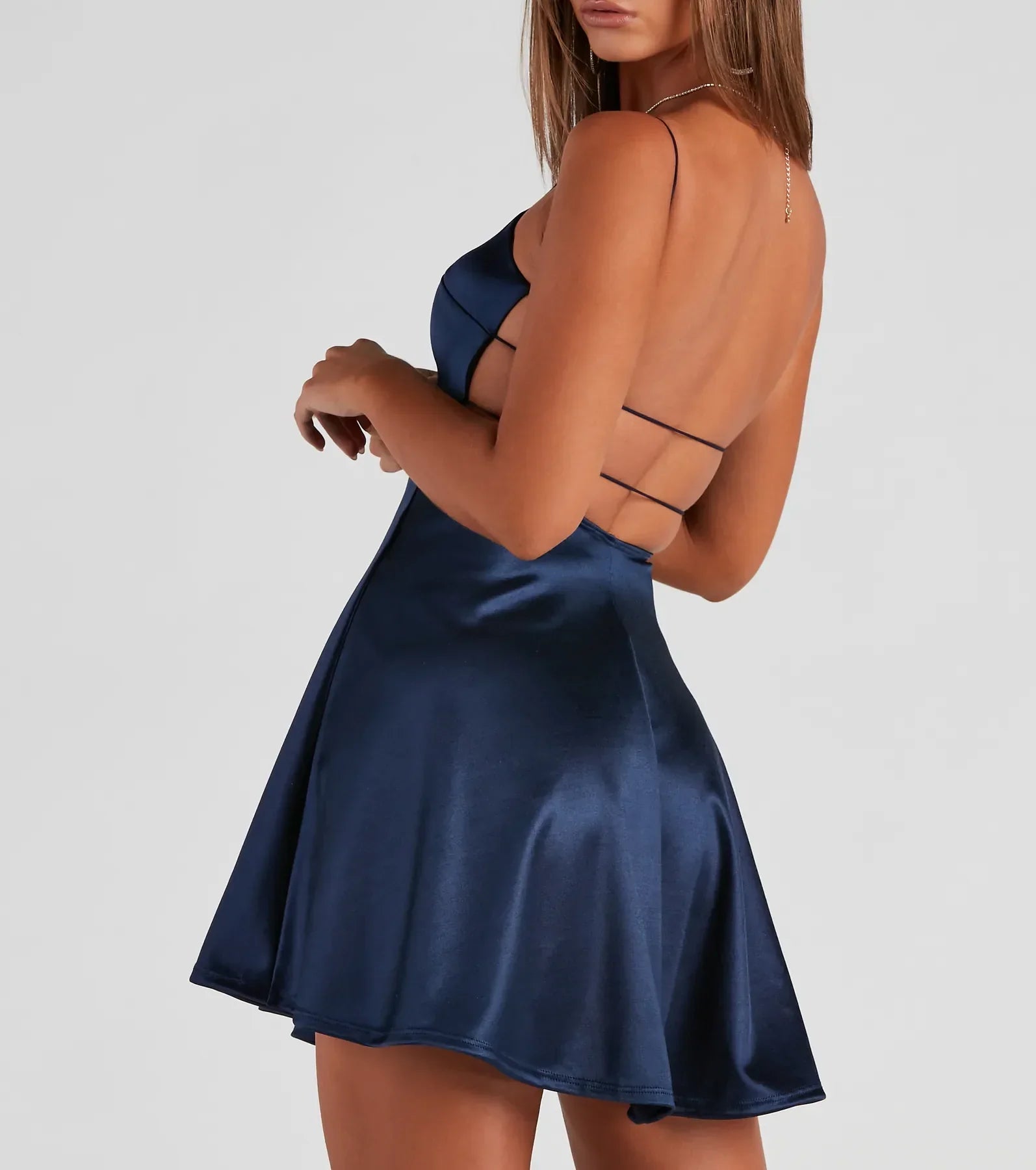Grand Exit Satin Skater Dress