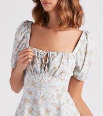 Budding Romance Floral Chiffon Skater Dress