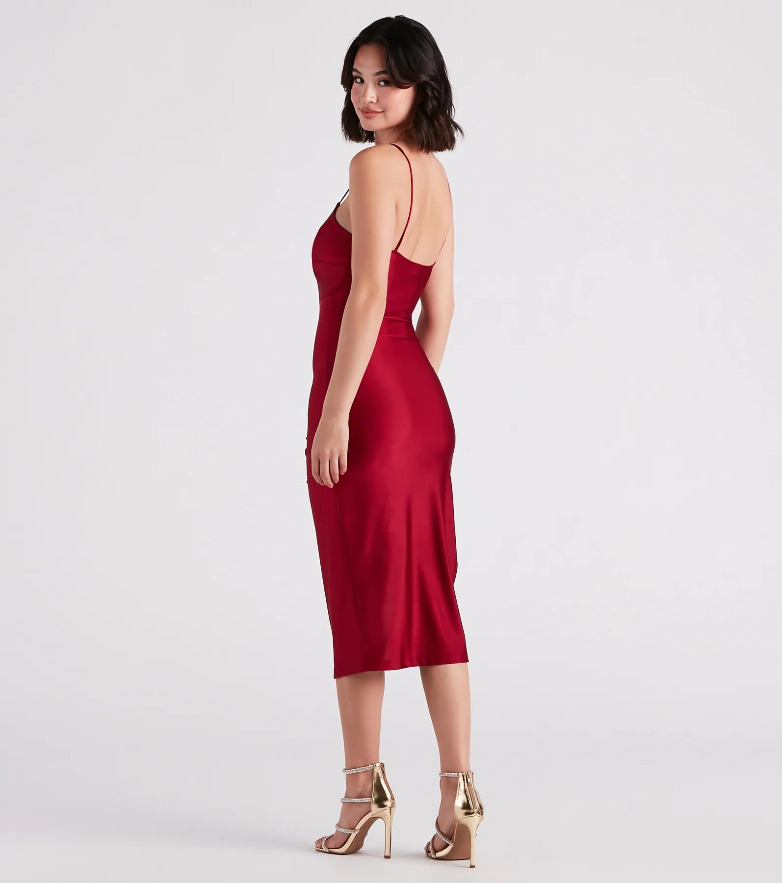 Stylish Upgrade Satin Midi Dress