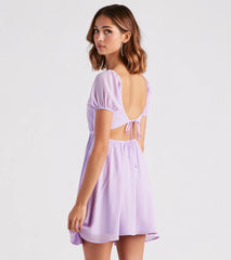 Spring Forward Chiffon Puff Sleeve Skater Dress