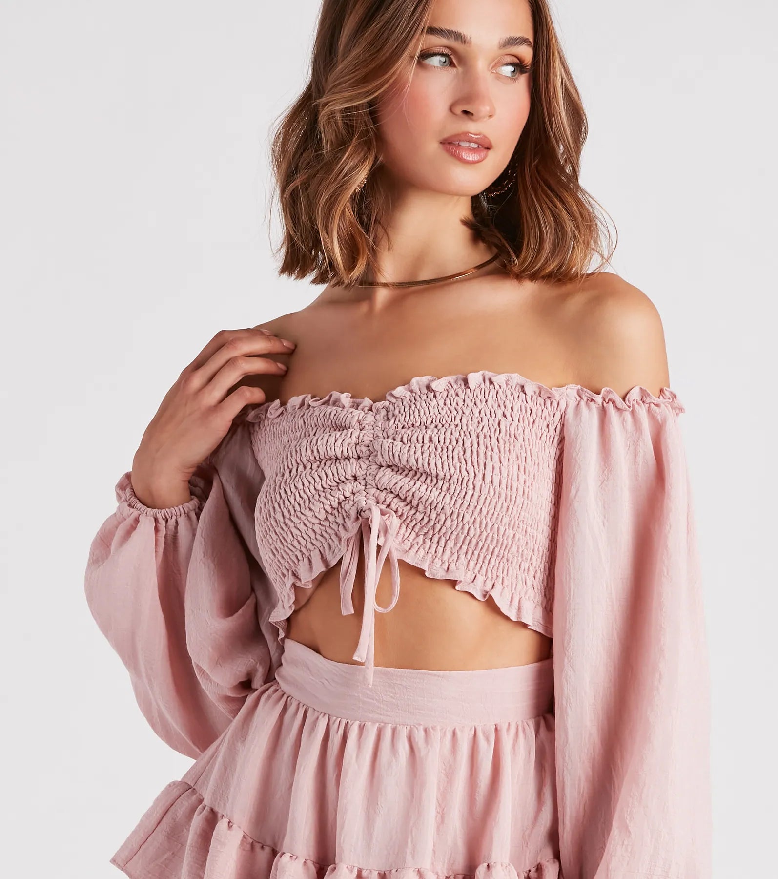 So Sweet Ruffled Cutout Skater Dress