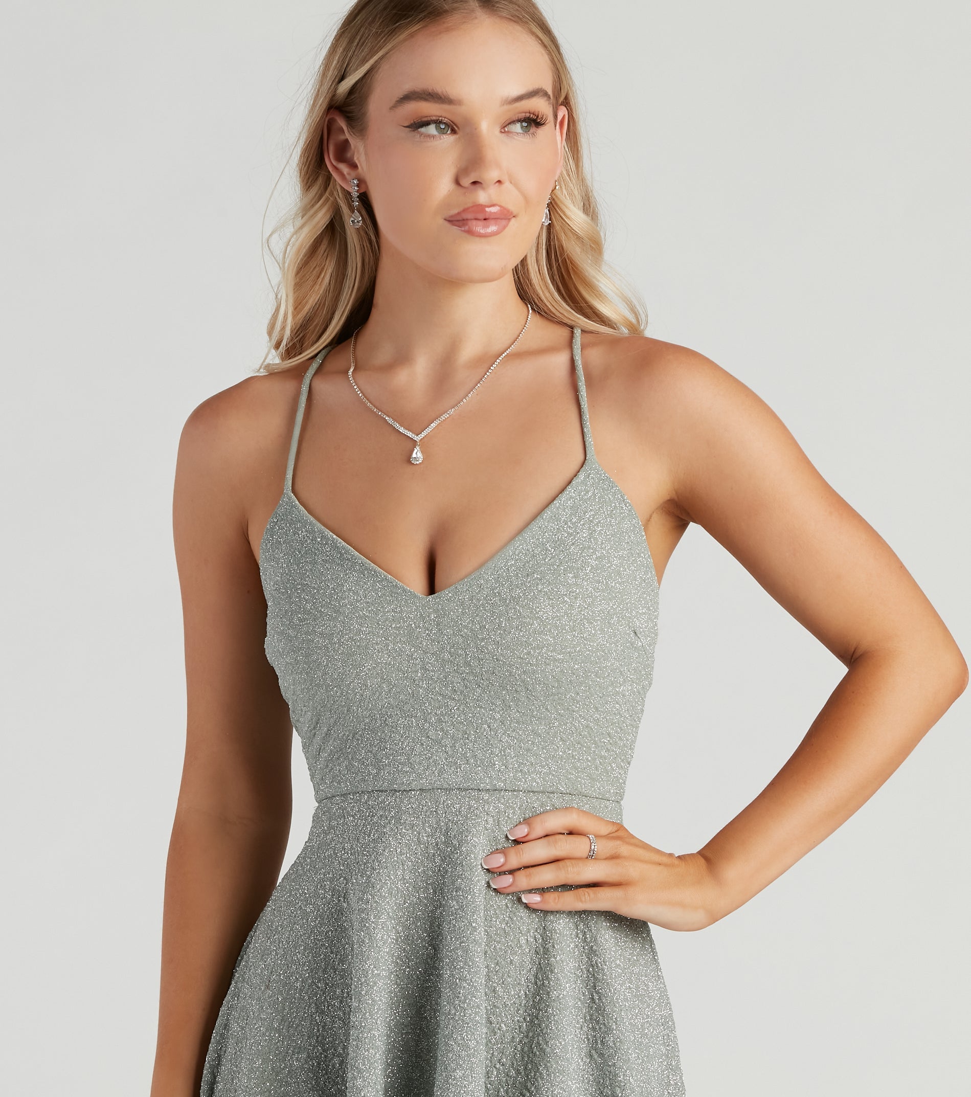 Prettiest Sparkle Glitter Knit Skater Dress
