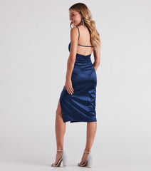Chic Affair High Slit Satin Midi Dress