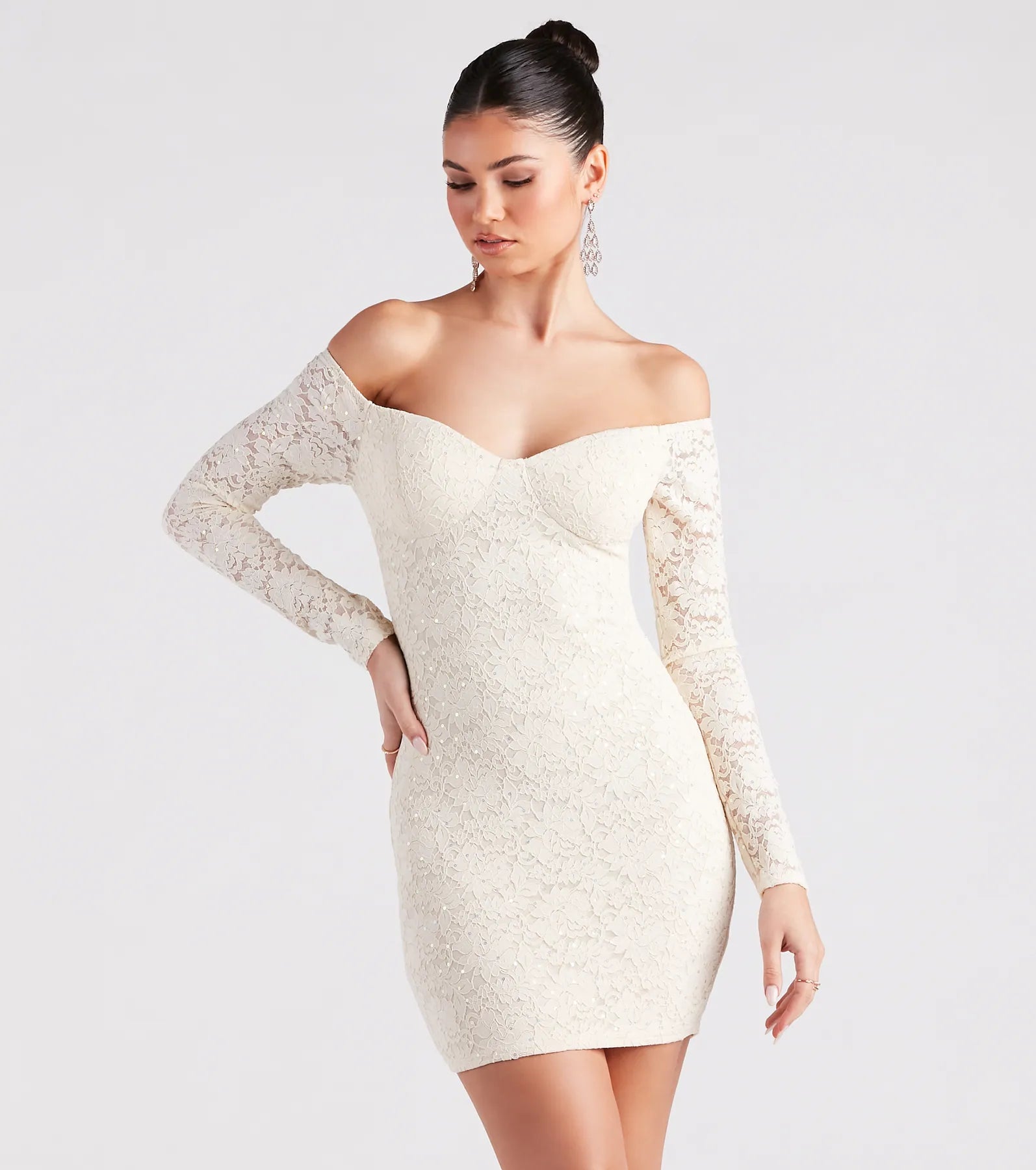 A Lil Shimmer Sequin Lace Dress