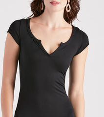 Iconic Basic Cap Sleeve Midi Dress