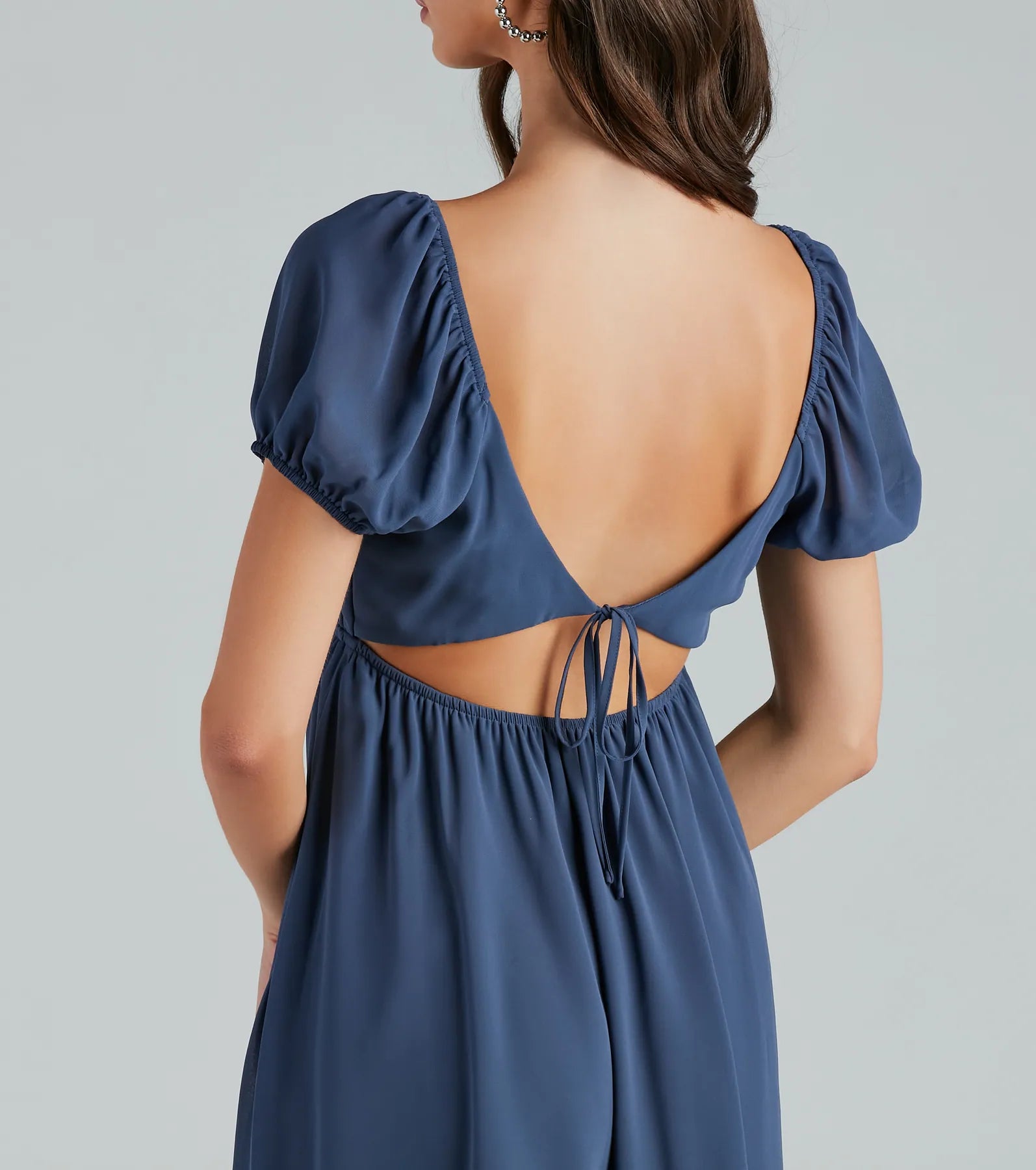 Spring Forward Chiffon Puff Sleeve Skater Dress