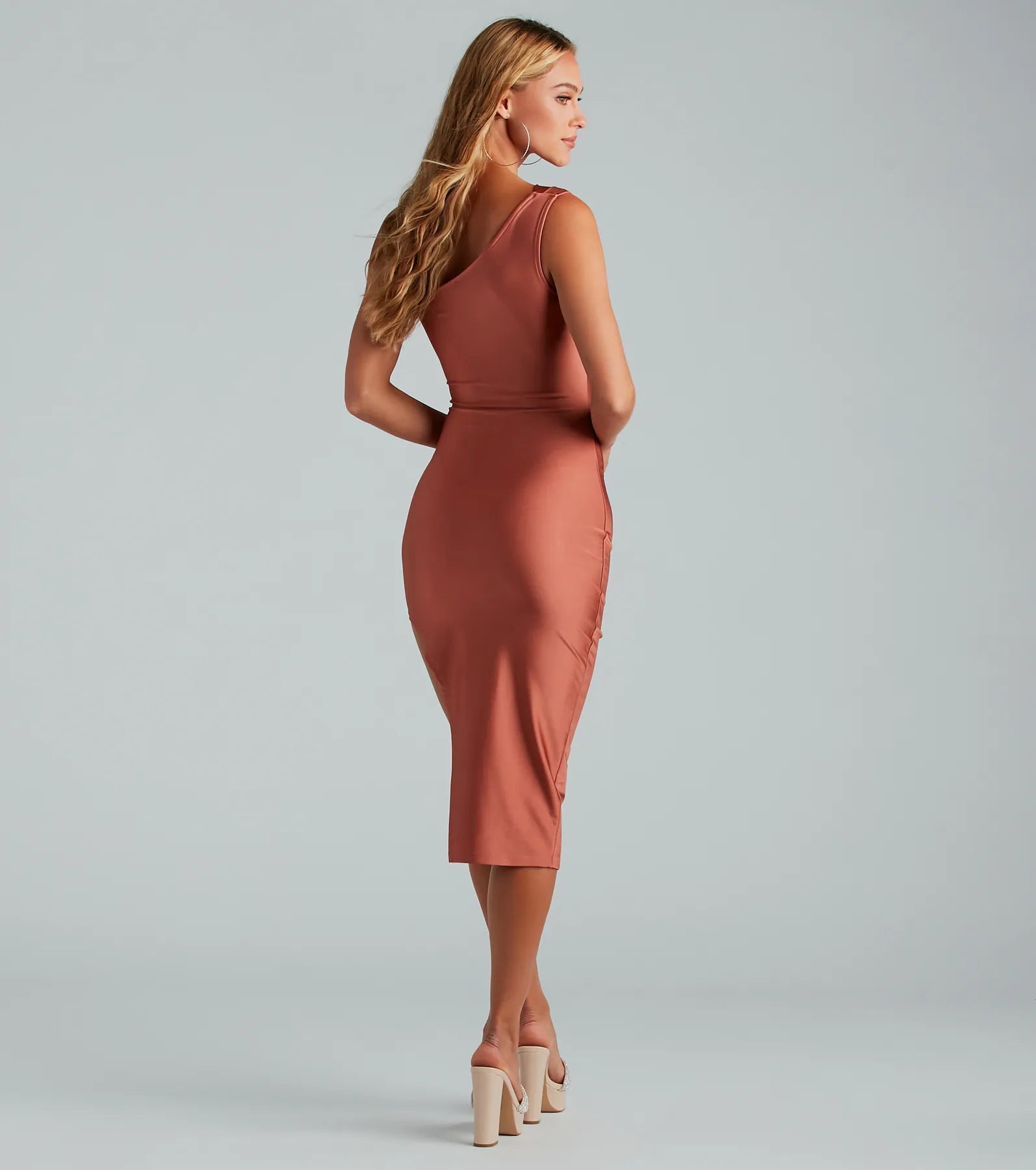 First Class Cowl Neck Midi Dress