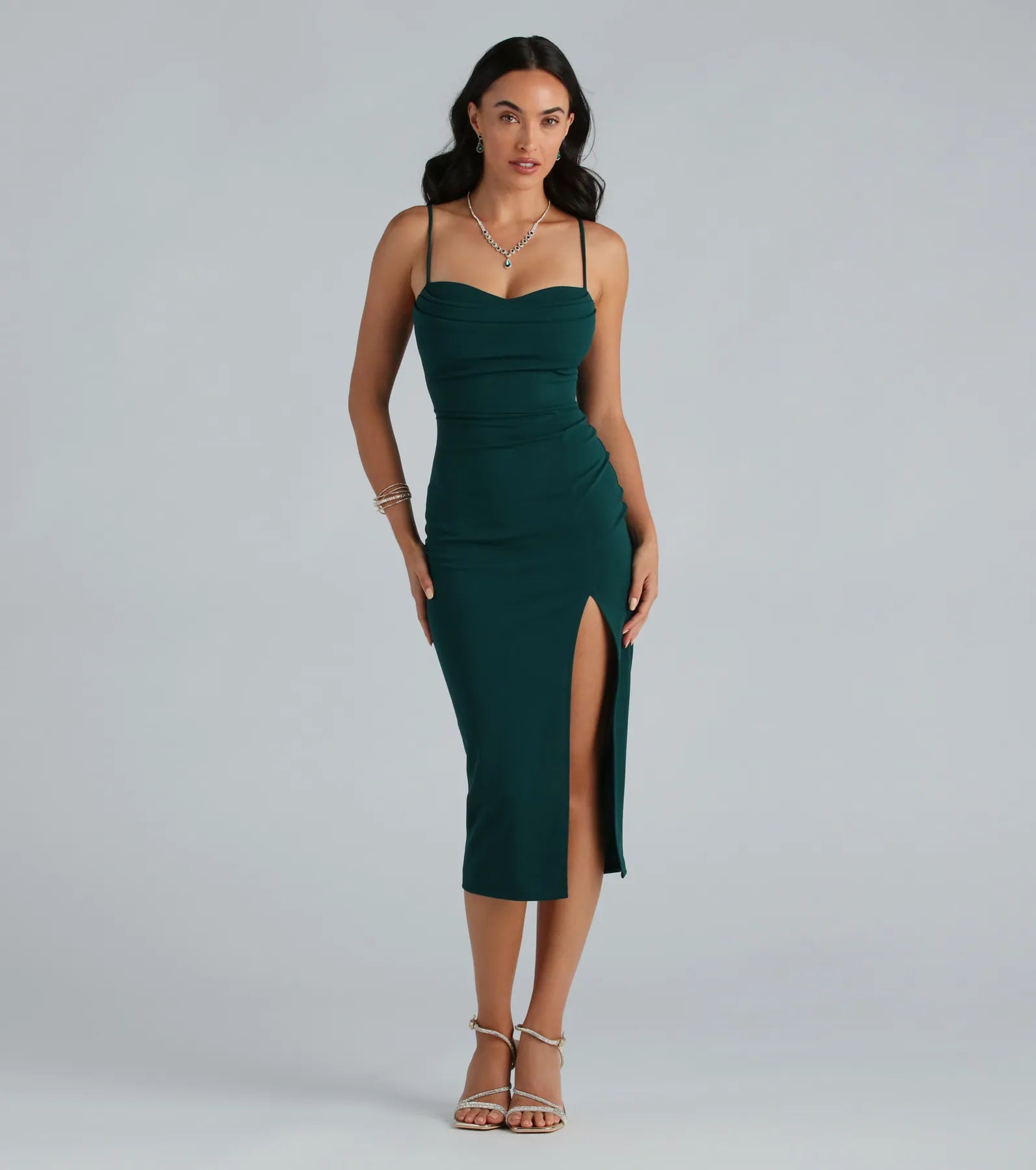Shape Of You Crepe Cowl Midi Dress