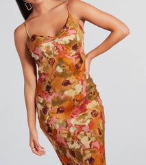 Simply Fine In Floral A-Line Midi Dress