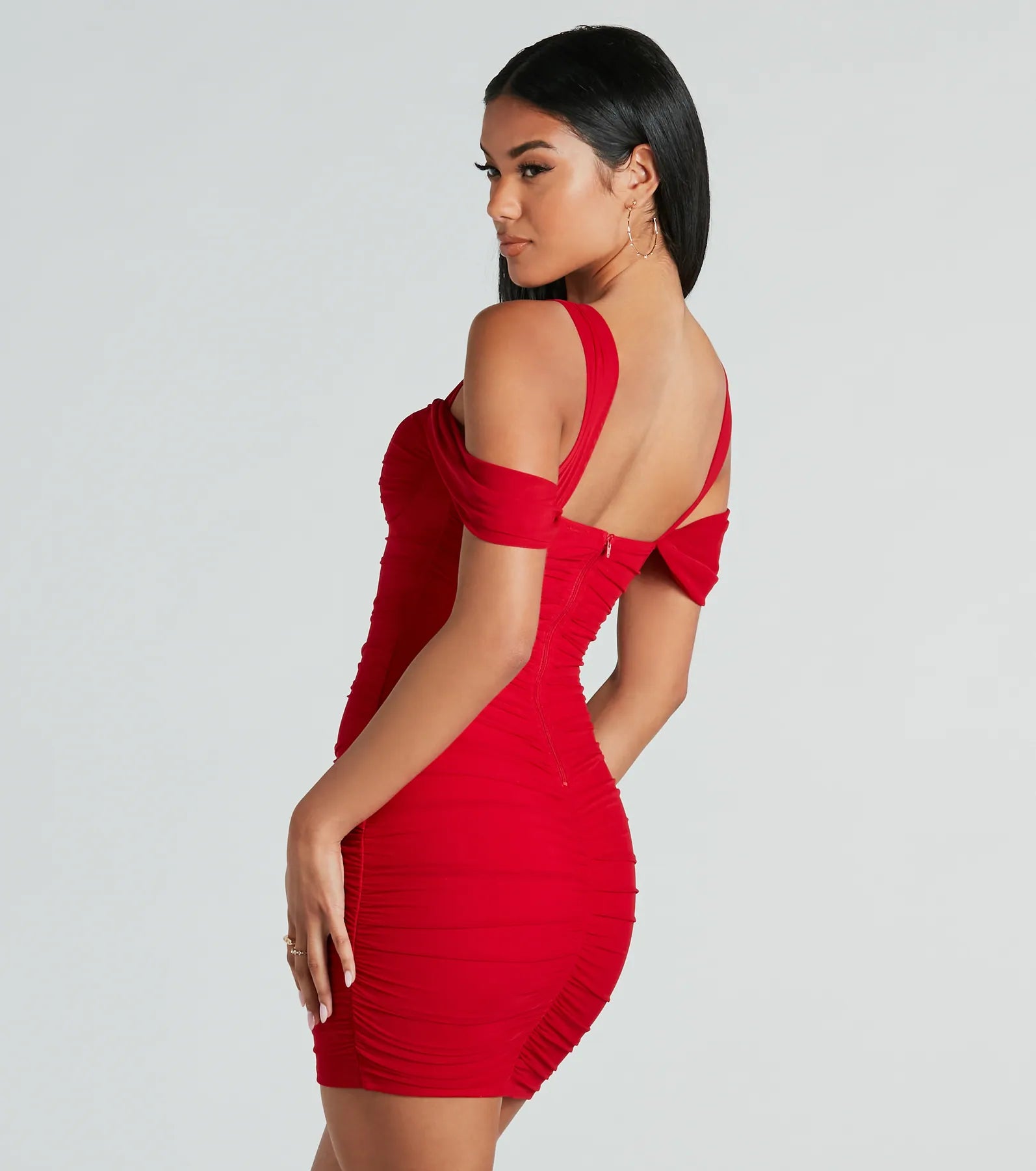 Winning Style Mesh Ruched Mini Dress