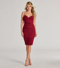 A Glam Affair Sleeveless Ruched Midi Dress