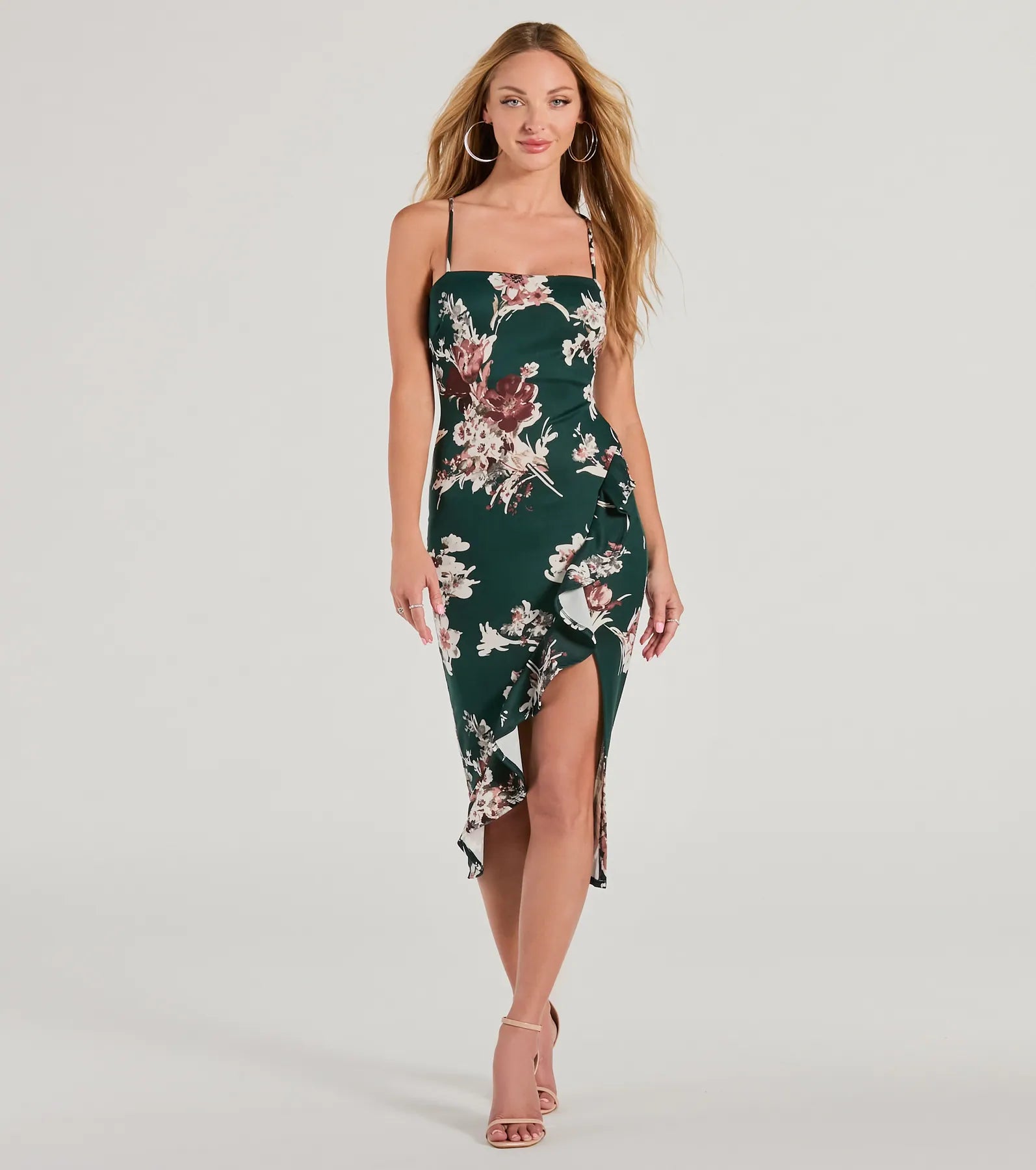 Floral Passion Ruffled Midi Dress