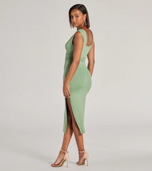 Make It Stunning Sleeveless Bodycon Slit Midi Dress