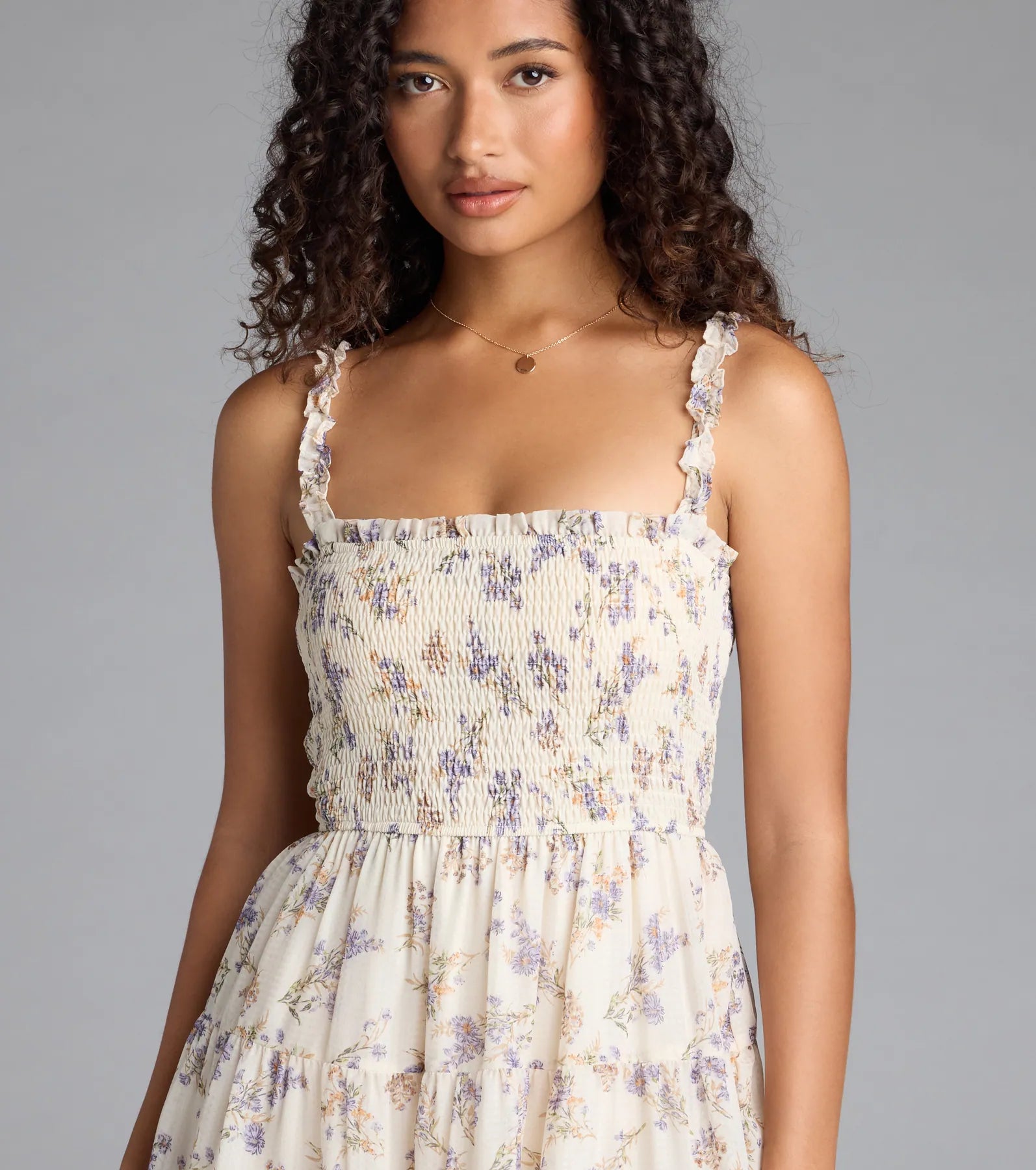 Effortless Love Ruffled Floral Chiffon Midi Dress