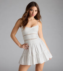 Sweetest Day Scoop Neck Ruffle Eyelet Skater Dress