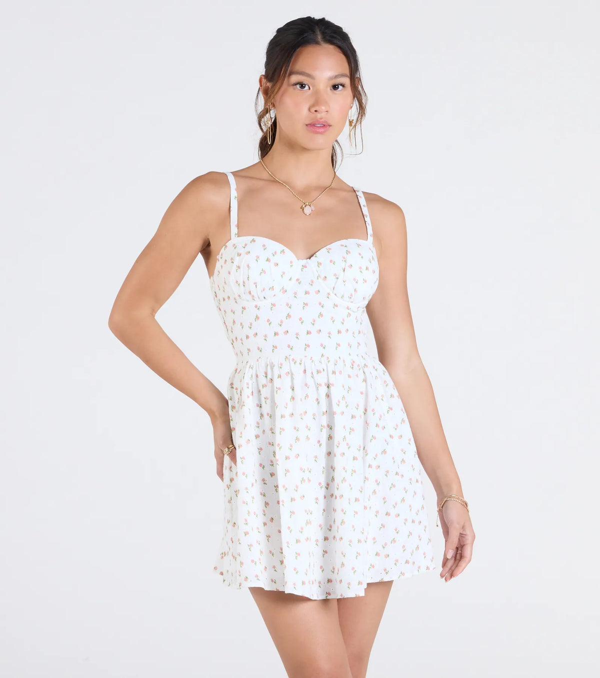 One Cute Day Floral Skater Mini Dress
