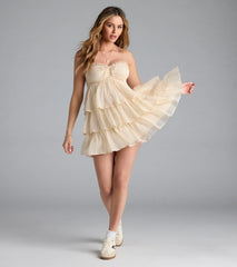 Playful Mood Strapless Ruffled Skater Dress