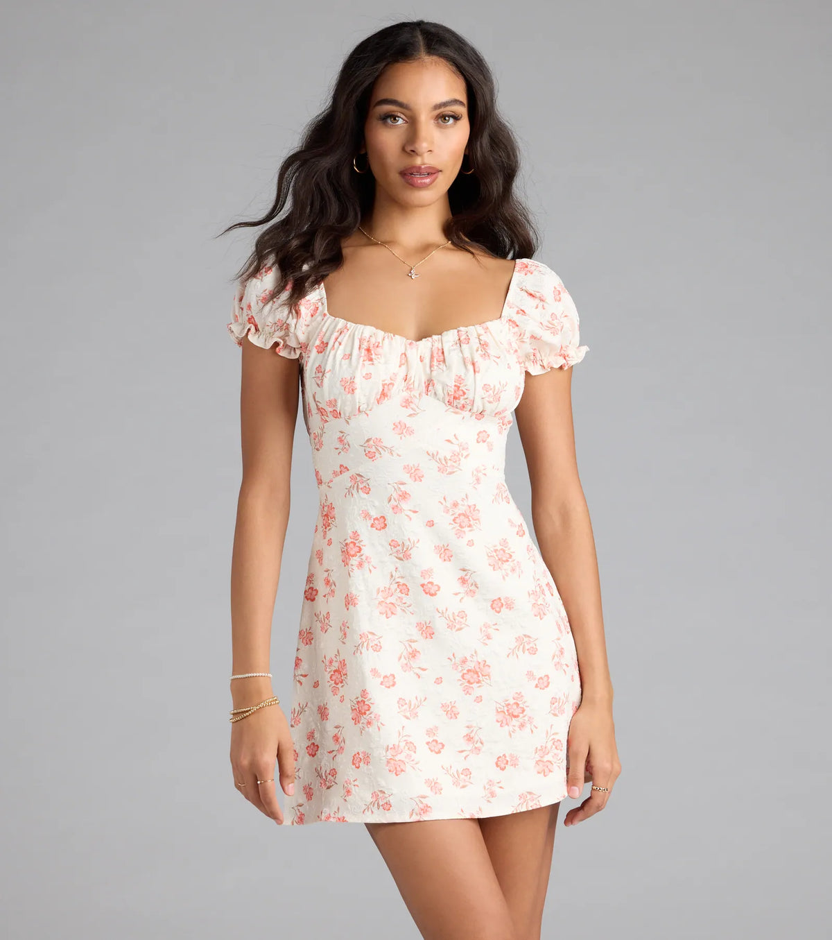 Floral Bliss A-Line Bow Mini Dress