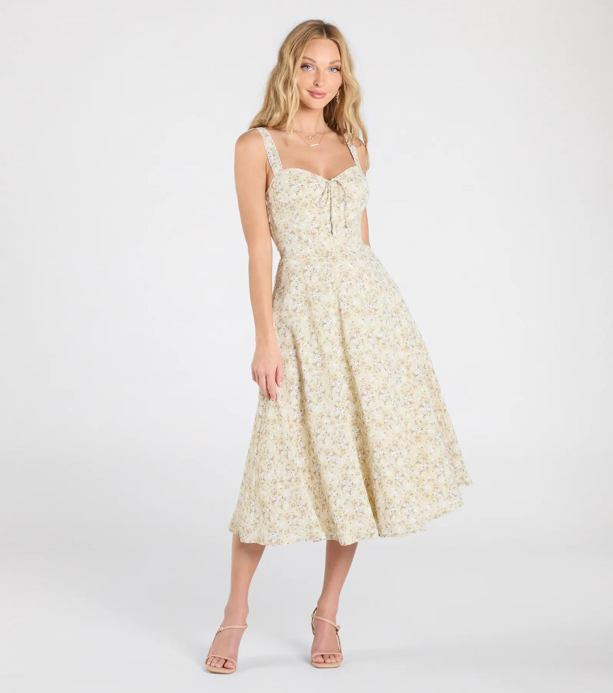 Admired Cutie Floral A-Line Midi Dress