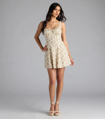 Sweetly Femme Floral Corset Lace-Up Mini Dress