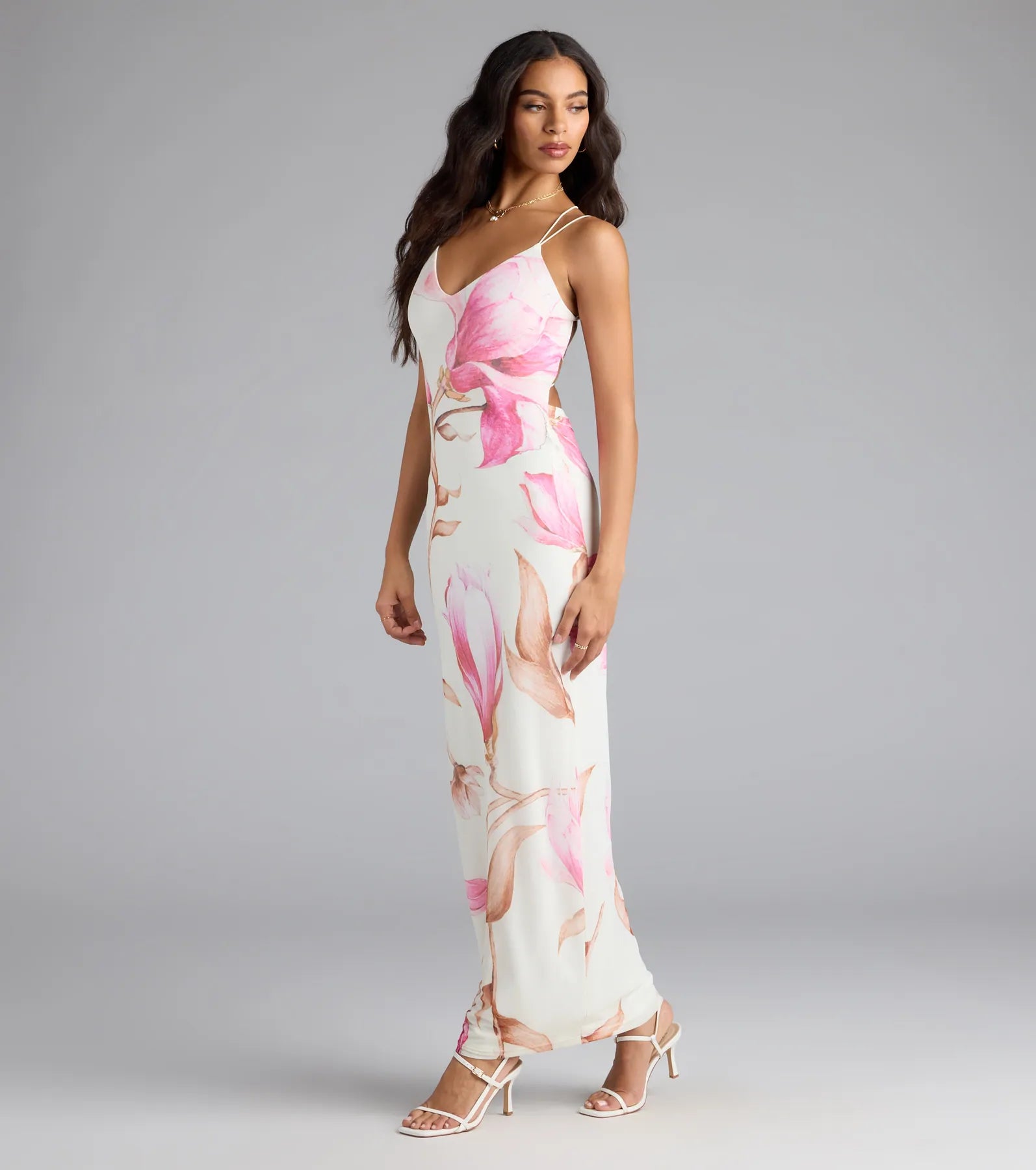 Lovely Look Floral Mesh Maxi Dress