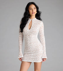 Looking Lovely Lace Bell Sleeve Mini Dress