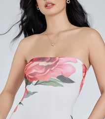 Bold Stunner Floral Mesh Strapless Maxi Dress